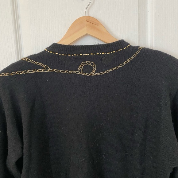 Vivien Forest Womens Beaded Tassel Print Tunic Sweater Size Large Lambswool - Picture 7 of 7